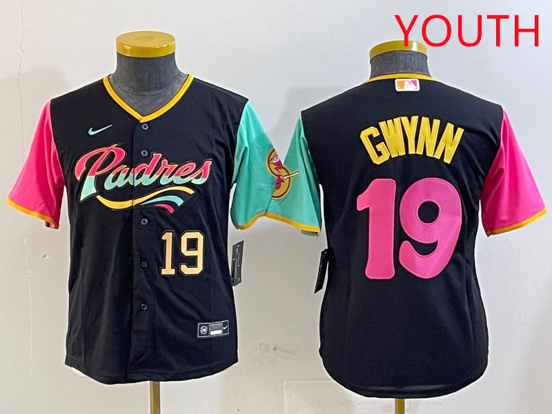 Youth San Diego Padres 19 Gwynn Black City Edition Game 2025 Nike MLB Jersey style 6